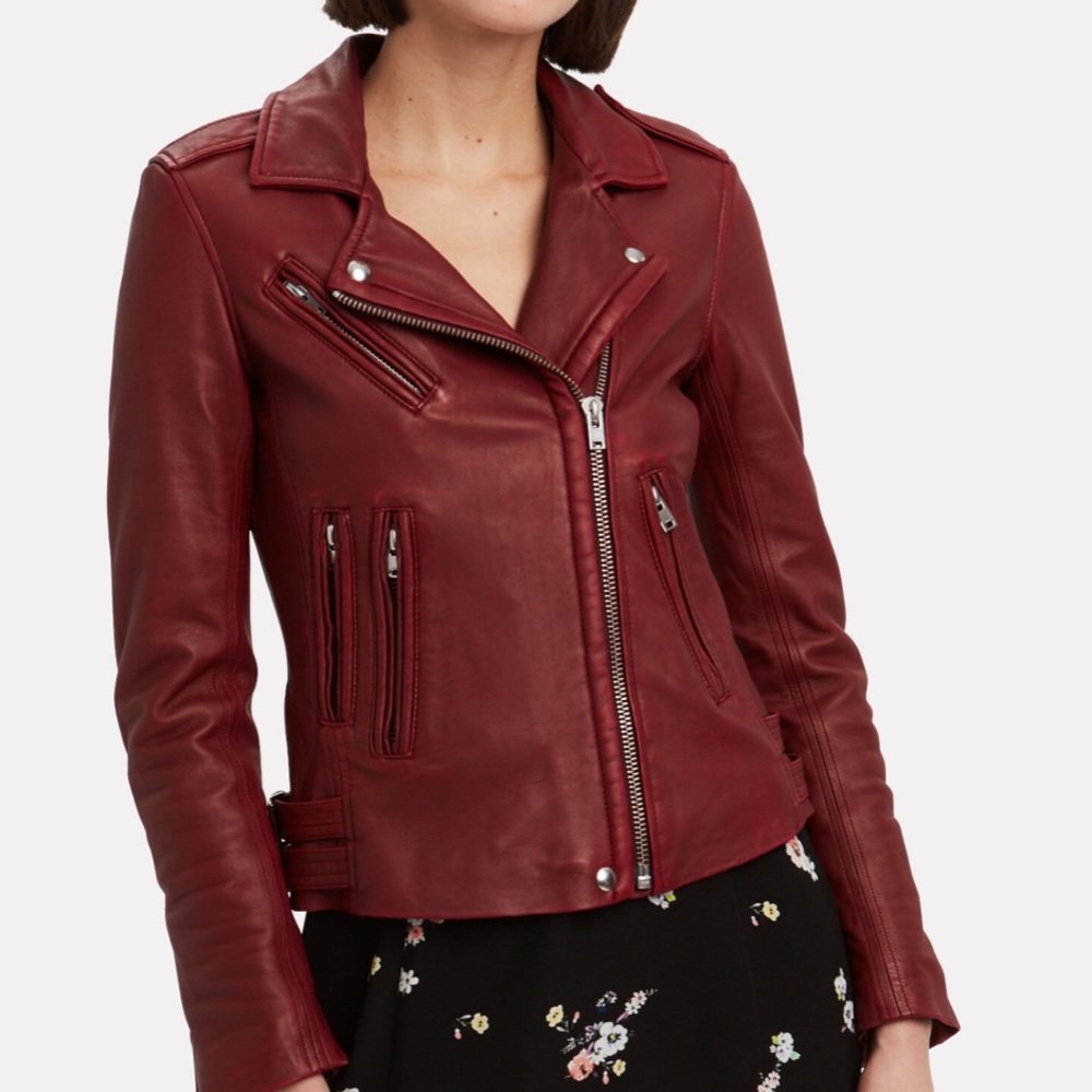 IRO Han Leather Moto Jacket Red